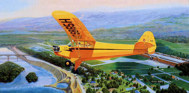 "Homecoming Queen" - Burt Mader - Piper J-3 Cub Aviation Art